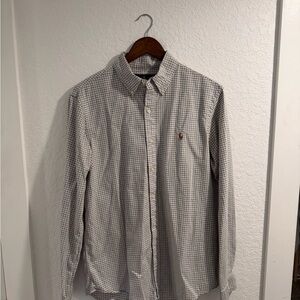 Ralph Lauren Gray Checkered Button Down Shirt